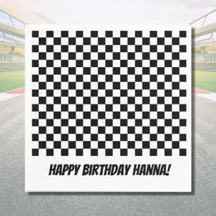 Serviette En Papier Black White Check Motif Racing thème Anniversaire