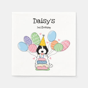 Serviette En Papier Black White Cockapoo Cavapoo Anniversaire papier