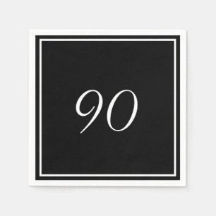 Serviette En Papier Black White Elegant 90e anniversaire