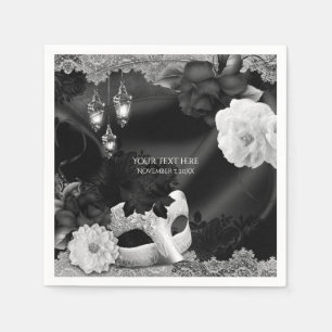 Serviette En Papier Black & White Elegant Masquerade Party