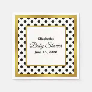 Serviette En Papier Black White et Faux Gold Baby shower