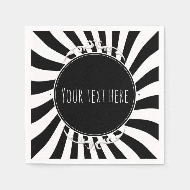 Serviette En Papier Black White Fun Whimstripes Halloween Party (Devant)