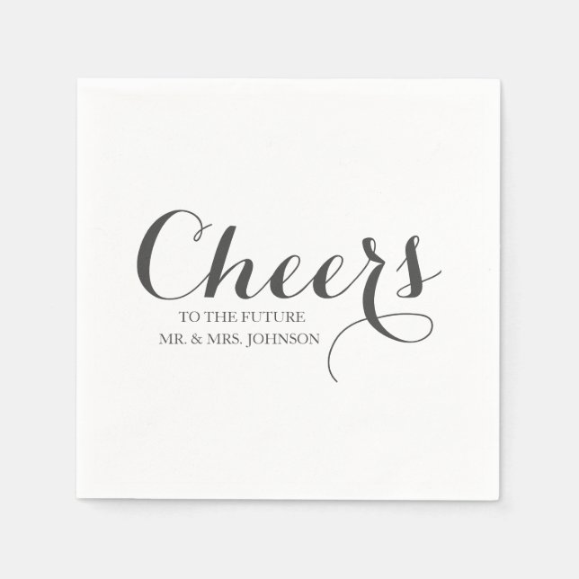 Serviette En Papier Black White Future M & Mme Nom Mariage (Devant)