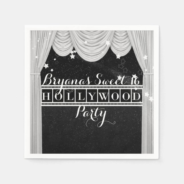 Serviette En Papier Black & White HOLLYWOOD rideaux élégante fête (Devant)