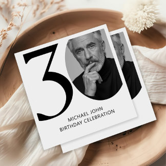 Serviette En Papier Black & White moderne 30e photo Anniversaire