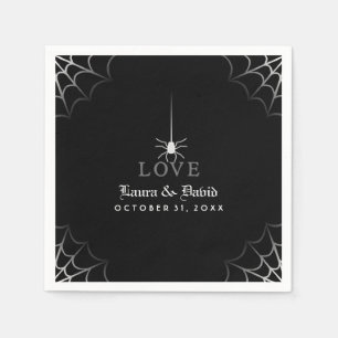Serviette En Papier Black & White Spider Web LOVE Halloween Mariage