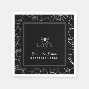 Serviette En Papier Black & White Spider Web LOVE Halloween Mariage