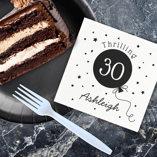 Serviette En Papier Black White Thrilling 30e anniversaire (Créateur téléchargé)
