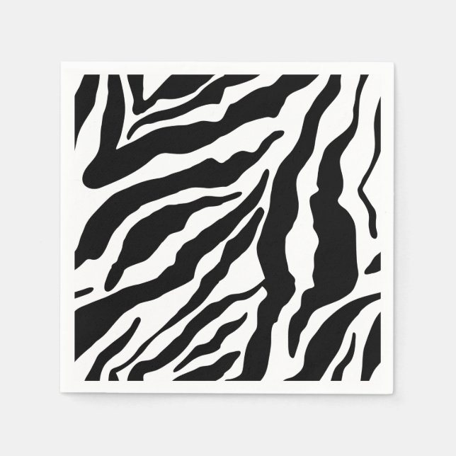 Serviette En Papier Black& White Zebra Stripes Safari Animal Print  (Devant)