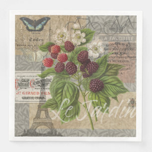 Serviette En Papier Blackberries Floral Garden Flower Papillon Art