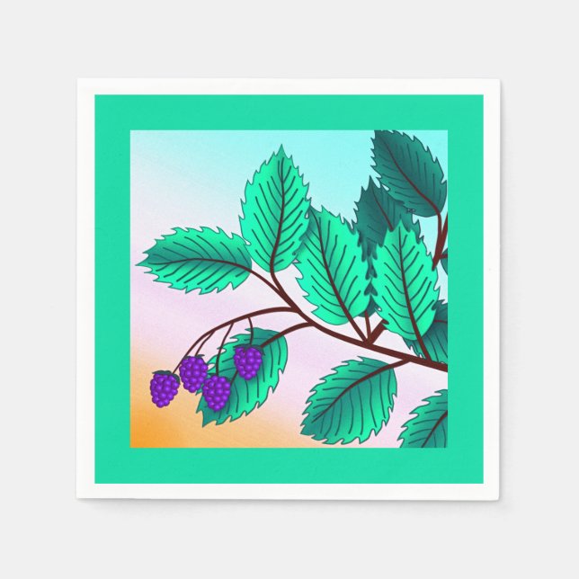 Serviette En Papier Blackberries sur une branche (Devant)