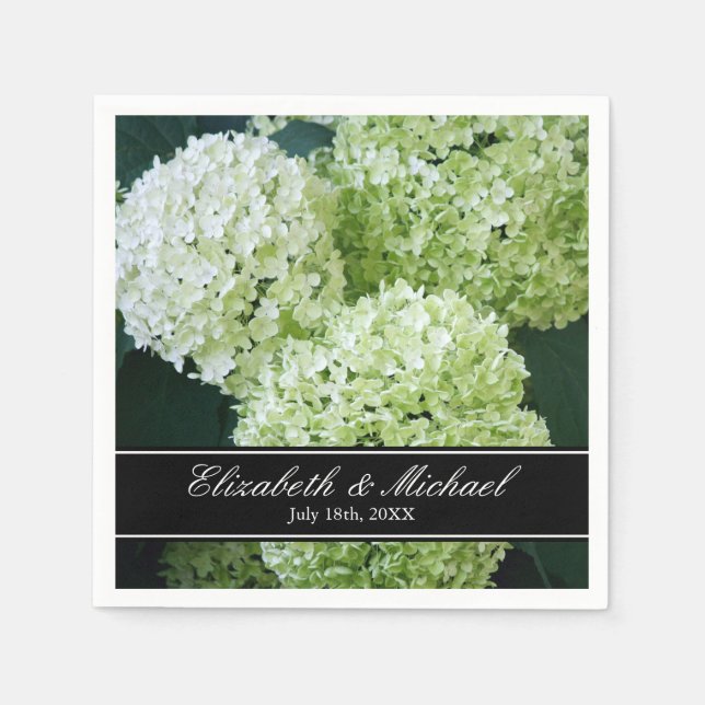 Serviette En Papier Blanc Annabelle Hydrangeas Mariage Personnalisé (Devant)