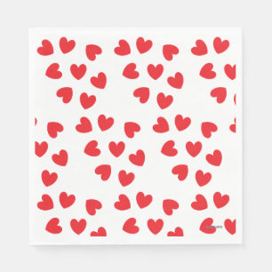 Serviette En Papier Blanc avec papier au coeur rouge Napkin - HAMbyWG