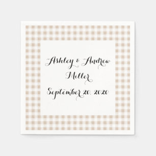 Serviette En Papier Blanc beige En vichy Motif