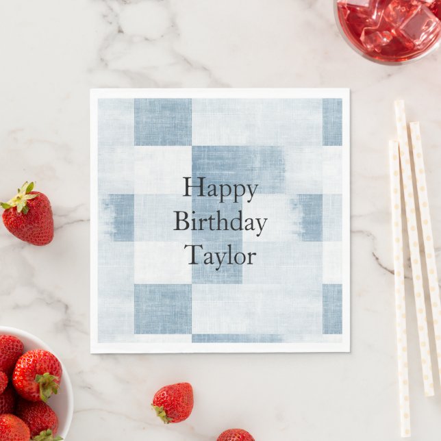 Serviette En Papier Blanc bleu Denim Jean Stripes (En situation)