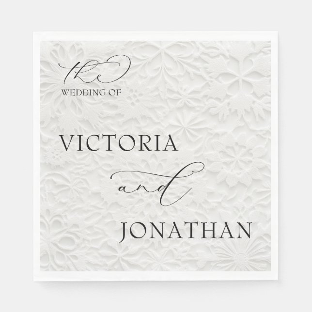 Serviette En Papier Blanc d'hiver & noir Simple Élégant  (Devant)