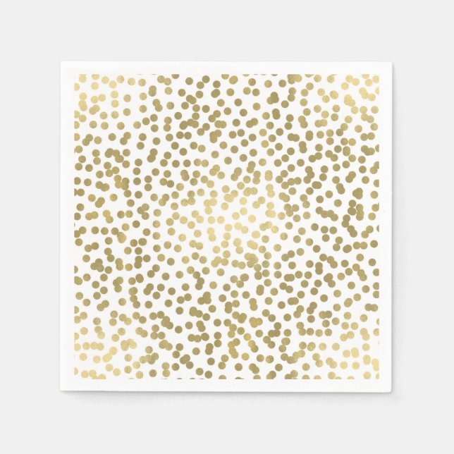 Serviette En Papier Blanc et paillettes dorées brillantes Confettis Él (Devant)