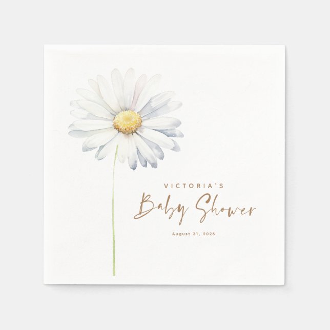 Serviette En Papier Blanc Fleur marguerite Élégant Cute Boho (Devant)