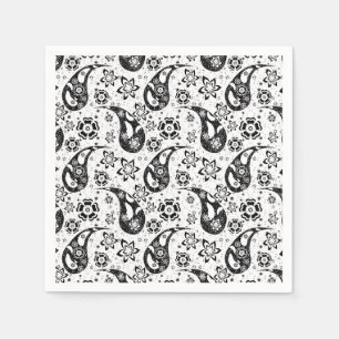 Serviette En Papier Blanc Floral Paisley Design Motif