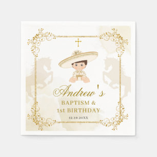 Serviette En Papier Blanc Gold Mexicain Boy Baptême 1er Anniversaire L