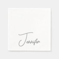 Blanc Gris Moderne Minimaliste Nom Manuscrit