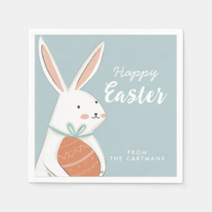 Serviette En Papier Blanc Mignonne Bunny Joyeux Famille de Pâques
