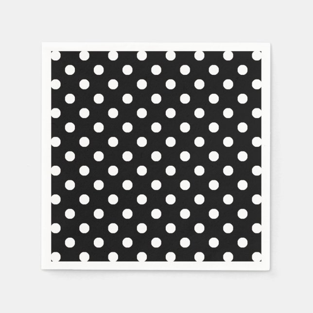 Serviette En Papier Blanc noir pois (Devant)