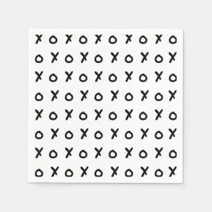 Serviette En Papier Blanc & Noir X O XO X&O's Tendance Mignon