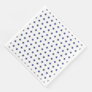 SERVIETTE EN PAPIER BLANC PATRIOTIQUE AVEC ÉTOILES BLEUES