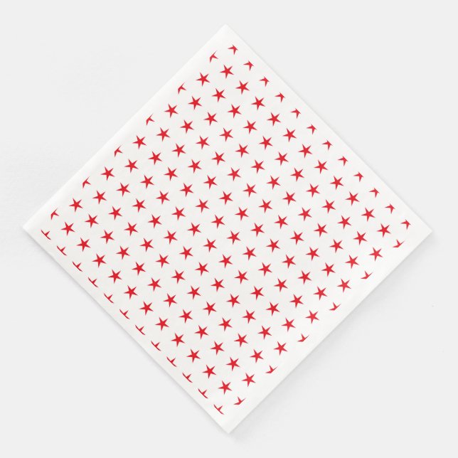 SERVIETTE EN PAPIER BLANC PATRIOTIQUE AVEC ÉTOILES ROUGES (Coin)