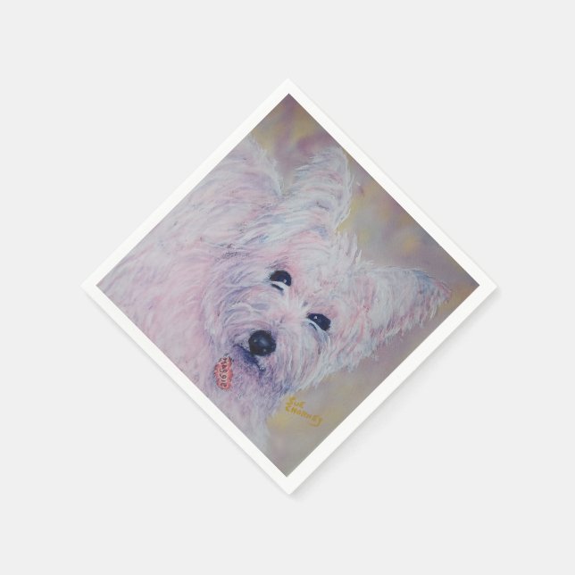 SERVIETTE EN PAPIER BLANC WESTY HIGHLAND PAPIER NAPKINS (Coin)