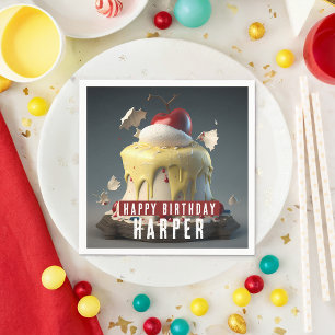 Serviette En Papier Blanche Neige Thème Anniversaire Gâteau Papier per