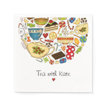 Serviette en papier blanche personnalisée Thé & Tr