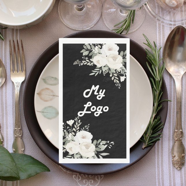 Serviette En Papier Blancs noirs bleu marine logo d'entreprise (Créateur téléchargé)