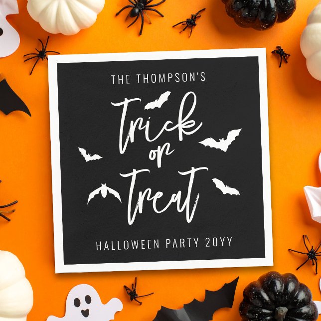 Serviette En Papier Blancs Ou Traite Script Avec Bats Halloween (Créateur téléchargé)