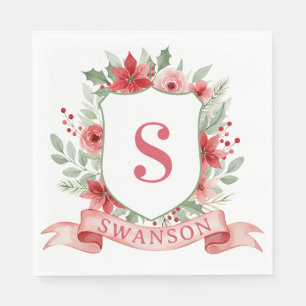 Serviette En Papier Blason de vacances Grandmillennial Monogramme de