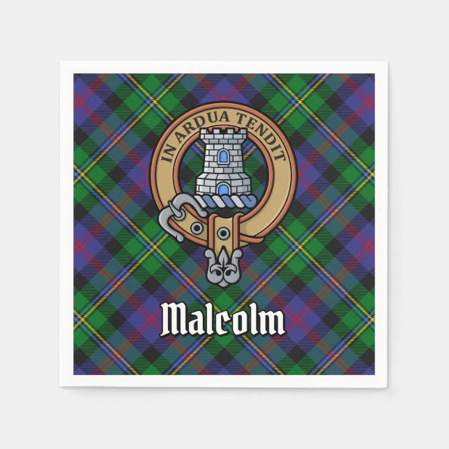 Serviette En Papier Blason du clan Malcolm sur tartan (Devant)