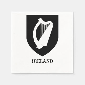 Serviette En Papier Blason Irlandais Art Minimaliste Noir & Blanc