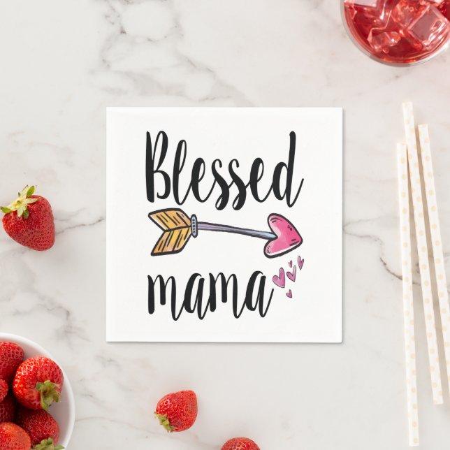 Serviette En Papier Blessed Mama Fête des Mères (En situation)