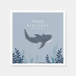 Serviette En Papier Bleu adorable sous la mer Manta Ray Anniversaire