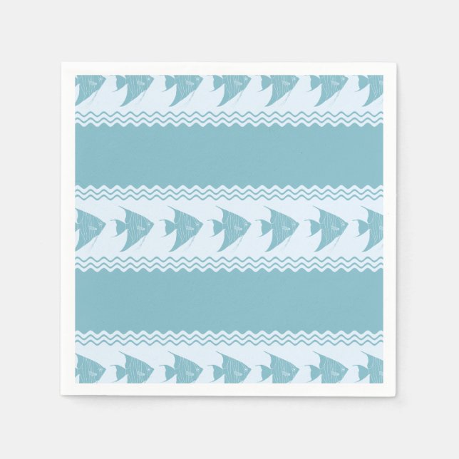 Serviette En Papier Bleu Angelfish côtier rayures (Devant)