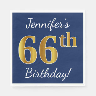 Serviette En Papier Bleu, anniversaire d'or de Faux soixante-sixième 