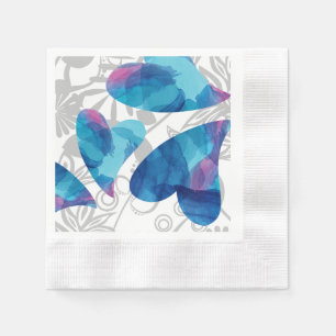 Serviette En Papier Bleu, Aqua, Coeurs Turquoise