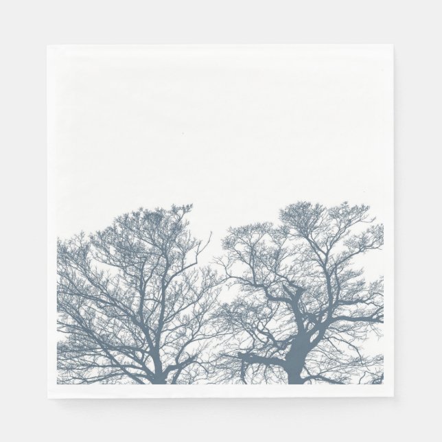 Serviette En Papier Bleu Arbres du fond Boho tropical (Devant)