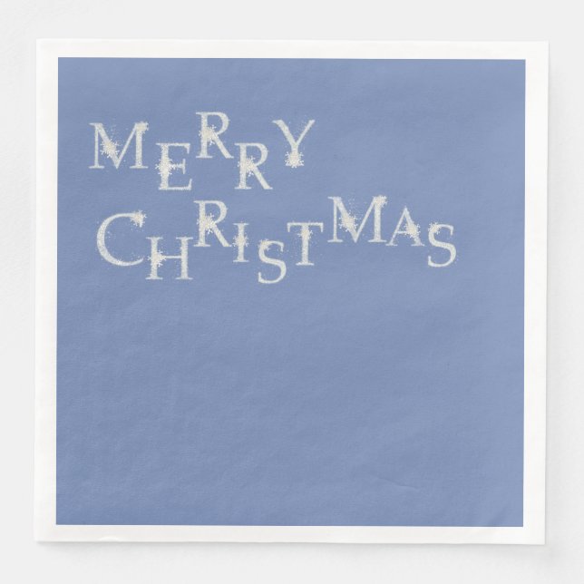 Serviette En Papier Bleu avec flocon de neige Joyeux Noël (Devant)