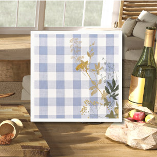 Serviette En Papier Bleu Blanc Floral En vichy Plaid Country Farmhouse