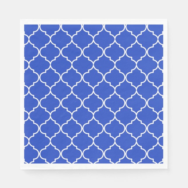 Serviette En Papier Bleu & Blanc Méditerranéen Motif marocain (Devant)