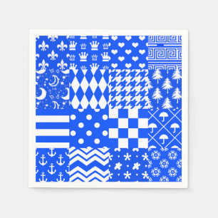Serviette En Papier Bleu Blanc Mixte Motif Conception