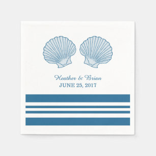 Serviette En Papier Bleu Blanc Nautique Coquillages Papier serviettes