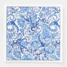 Bleu Bleu Blanc Floral Paisley Art Motif